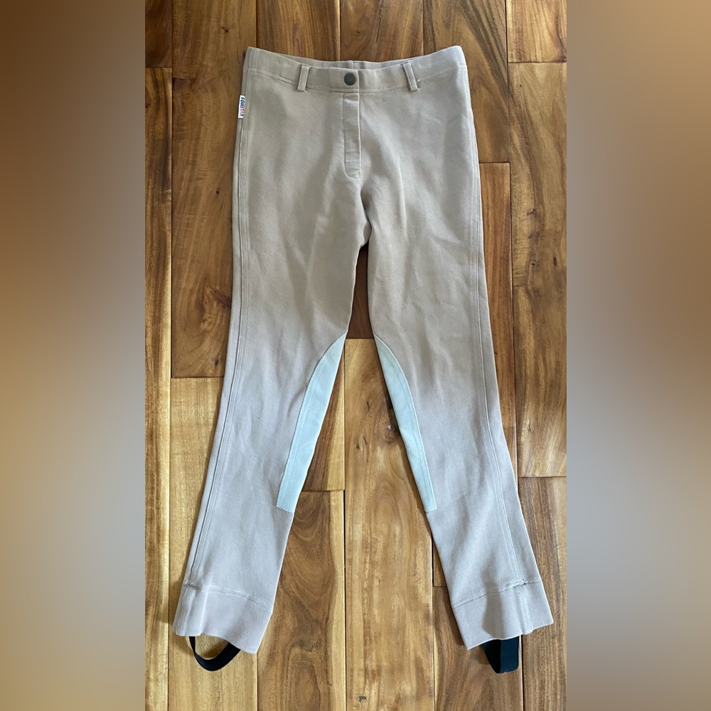 EquiStar Girl’s Pull On Tan Riding Equestrian Riding Breeches Pants Size 14
